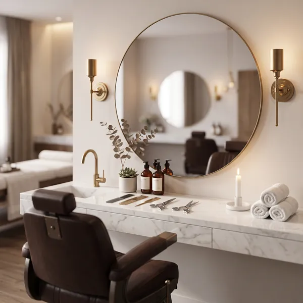 Styling mirror station with bulbs